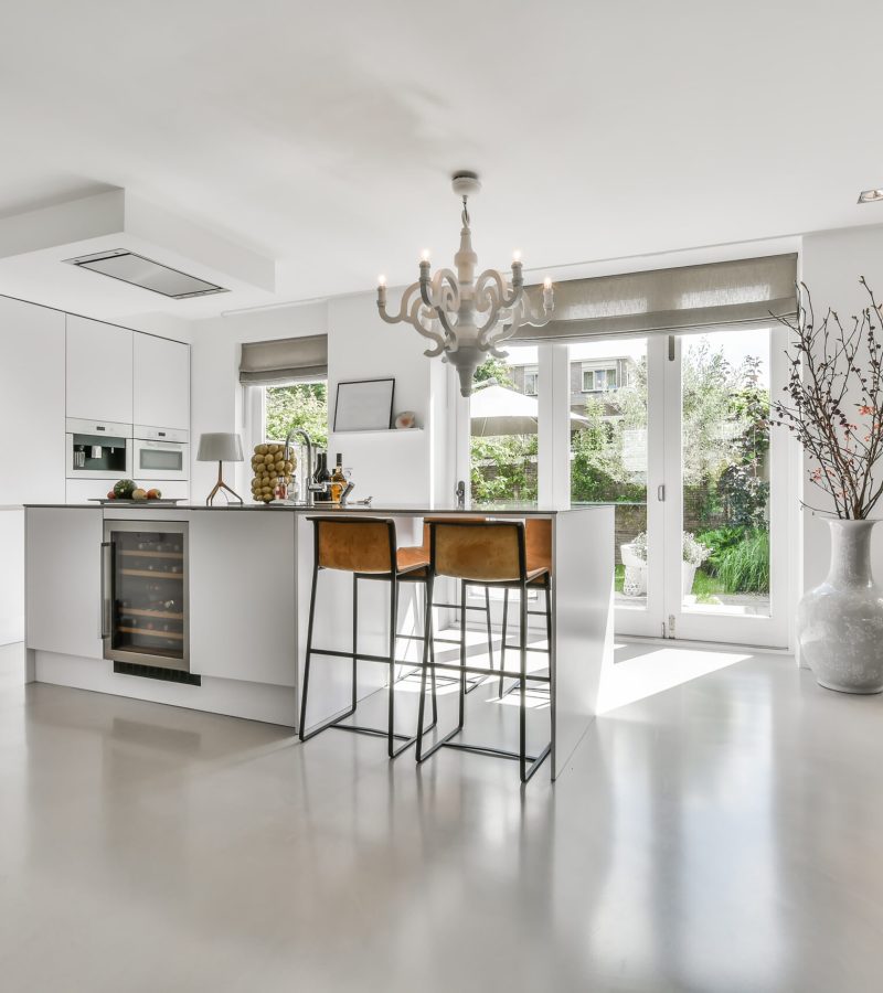 A bright luxury kitchen in an elegant house